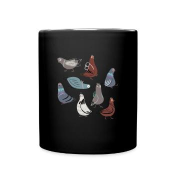 Funny cute pigeons children pigeon - Full Colour Mug - black - Front