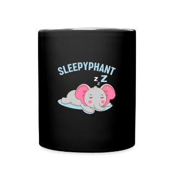 Sleepyphant zzz Sleep Favorite Animal Tired Elephant - Full Colour Mug - black - Front