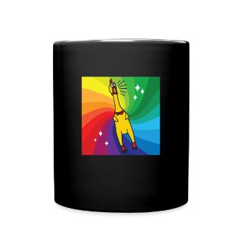 Rubber Chickens Regenbogen Gummihuhn - Tasse einfarbig - Schwarz - Vorne