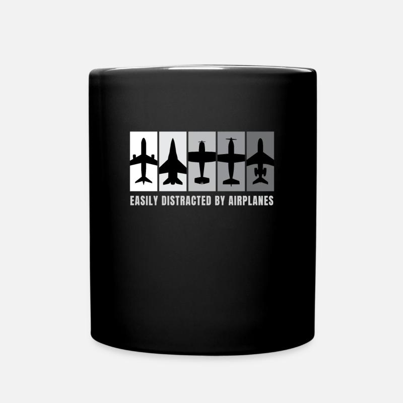 Facilement distrait par les avions Avion - Mug uni - noir