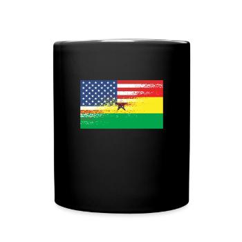 Ghana Amerikanische Flagge stolze ghanaische Ghana - Tasse einfarbig - Schwarz - Vorne
