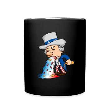 Onkel Samm Funny Drinking 4. Juli kotzend - Tasse einfarbig - Schwarz - Vorne