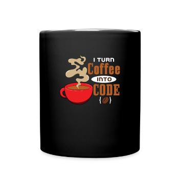 Je transforme le café en code - Mug uni - noir - Devant