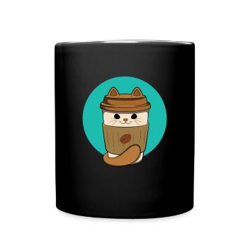 Kaffee-Katze - Tasse einfarbig - Schwarz - Vorne