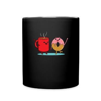 Kaffee-Liebes-Donut - Tasse einfarbig - Schwarz - Vorne