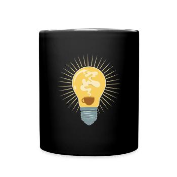 Kaffee Erleuchtung - Tasse einfarbig - Schwarz - Vorne