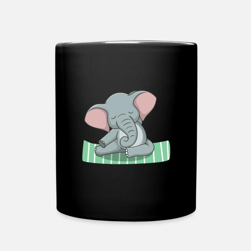 Yoga Elefant - Tasse einfarbig - Schwarz