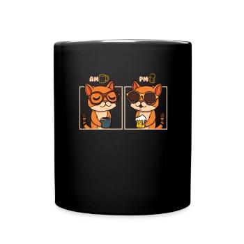 Coffee Beer Cat - Full Colour Mug - black - Front