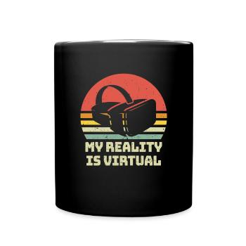 Virtual Reality VR Geschenk - Tasse einfarbig - Schwarz - Vorne