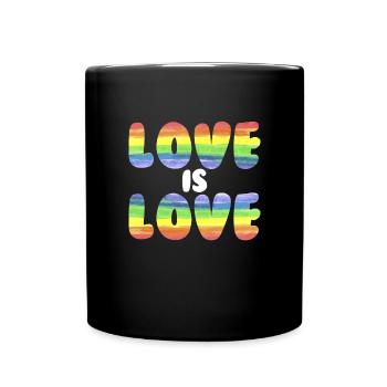 Liebe ist Liebe Regenbogen LGBTQ Gay Pride Liebe i - Tasse einfarbig - Schwarz - Vorne