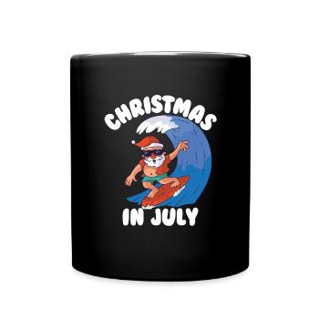 Weihnachten im Juli surfen Santa Weihnachten im Ju - Tasse einfarbig - Schwarz - Vorne