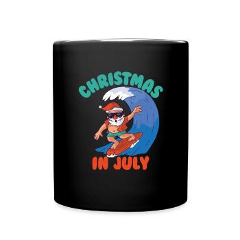 Weihnachten im Juli surfen Santa Weihnachten im Ju - Tasse einfarbig - Schwarz - Vorne