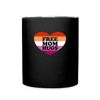 Kostenlose Mutter Umarmungen Lesbische Flagge Herz - Tasse einfarbig - Schwarz - Vorne