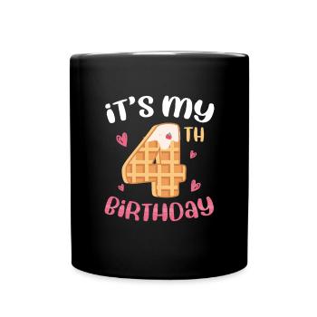 Gaufre du 4e anniversaire - Mug uni - noir - Devant