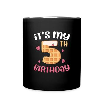 Gaufre du 5e anniversaire - Mug uni - noir - Devant