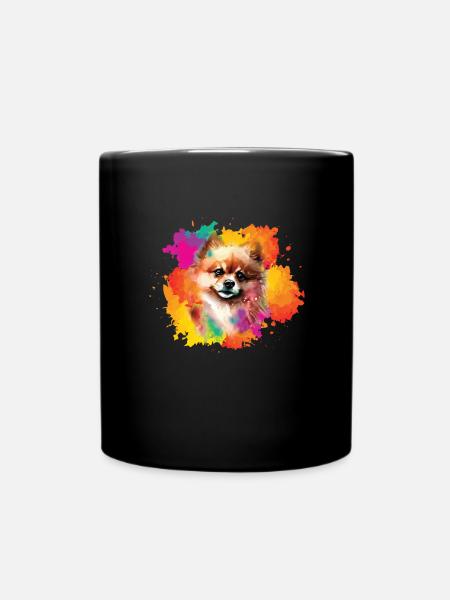 Pomeranian Zwergspitz Hund Hündchen - Tasse einfarbig - Schwarz