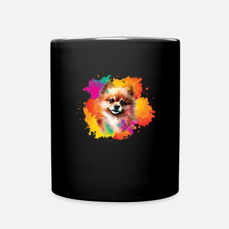 Pomeranian Zwergspitz Hund Hündchen - Tasse einfarbig - Schwarz