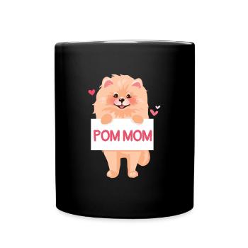 Pom Mom Pomeranian Zwergspitz Hündchen - Tasse einfarbig - Schwarz - Vorne