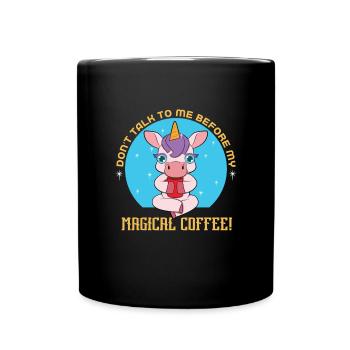 Einhorn Kaffee - Tasse einfarbig - Schwarz - Vorne