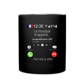 La musique M appelle Faut que j y aille - Mug uni - noir - Devant