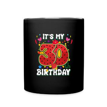 30th Birthday Watermelon Summer Gift - Full Colour Mug - black - Front