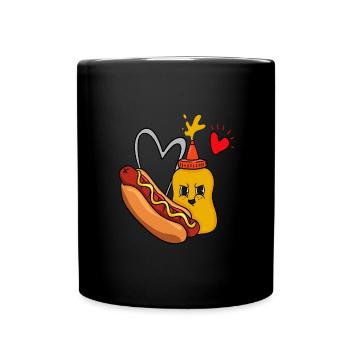Hotdog und Senf - Tasse einfarbig - Schwarz - Vorne