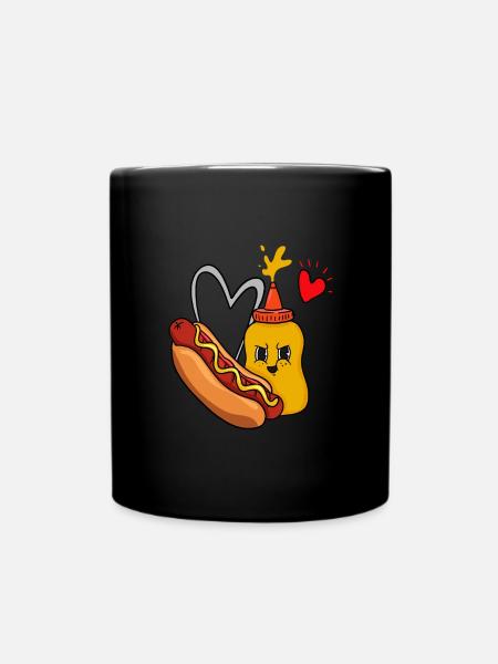 Hotdog und Senf - Tasse einfarbig - Schwarz