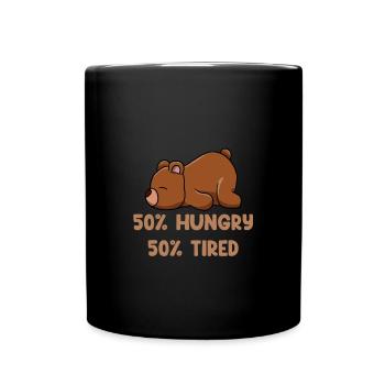 50 pour cent ont faim, 50 pour cent sont fatigués - Mug uni - noir - Devant