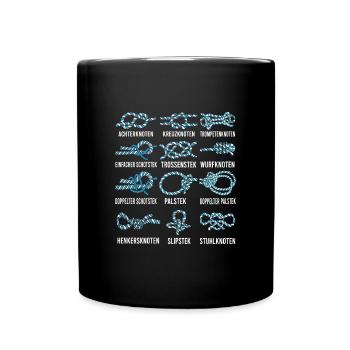 Seemannsknoten zum Segeln und Motorboot fahren - Tasse einfarbig - Schwarz - Vorne