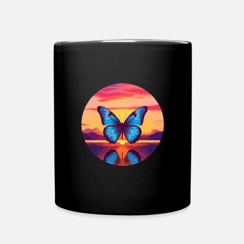 Blauer Morpho-Schmetterling - Tasse einfarbig - Schwarz