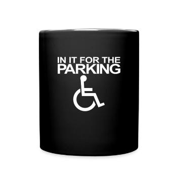 Darin f�r die Parkpl�tze behindert behindert - Tasse einfarbig - Schwarz - Vorne
