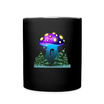 Psychedelic Fungi Festival EDM Music Ufo - Full Colour Mug - black - Front