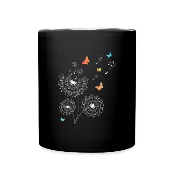 Pissenlit Papillon Fleurs Enfants - Mug uni - noir - Devant