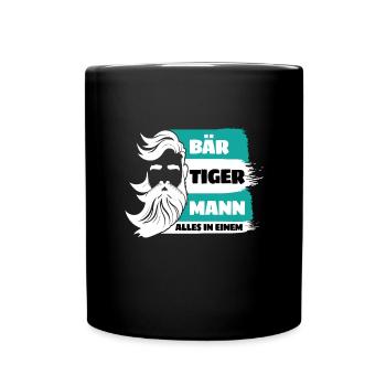 Bear Tiger Man Bearded Father Father's Day - Full Colour Mug - black - Front