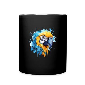 Blau-Gold Ara - Tasse einfarbig - Schwarz - Vorne