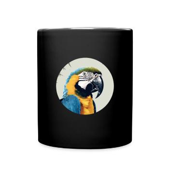 Blau-Gold Ara - Tasse einfarbig - Schwarz - Vorne