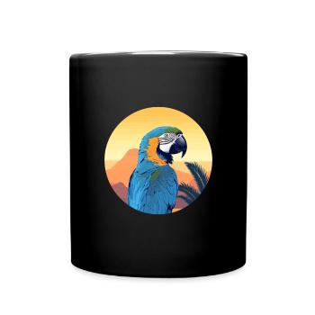 Blau-Gold Ara - Tasse einfarbig - Schwarz - Vorne