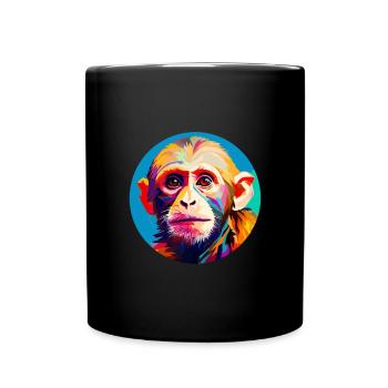 Kapuzineräffchen - Tasse einfarbig - Schwarz - Vorne
