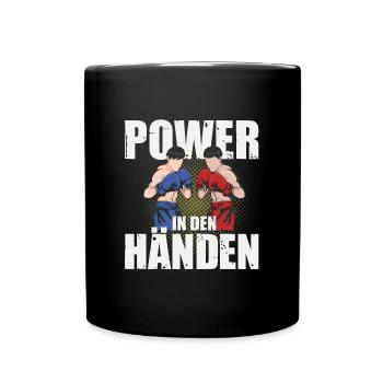 Boxer: Poer in den Händen - Tasse einfarbig - Schwarz - Vorne