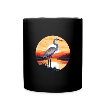 Reiher - Tasse einfarbig - Schwarz - Vorne