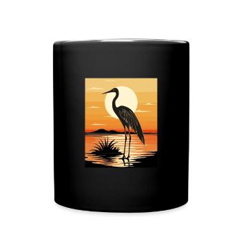 Reiher - Tasse einfarbig - Schwarz - Vorne