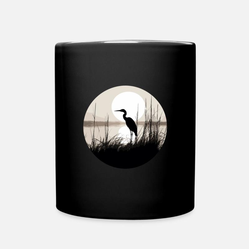 Reiher im Schilf - Tasse einfarbig - Schwarz