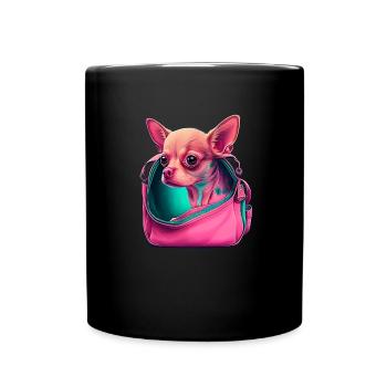 Pink Chihuahua | Rosa Handtasche Welpe Girlie - Tasse einfarbig - Schwarz - Vorne