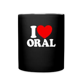 Ich liebe orales rotes Herz lustig erwachsener - Tasse einfarbig - Schwarz - Vorne