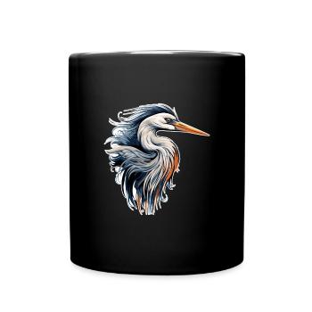 Reiher - Tasse einfarbig - Schwarz - Vorne
