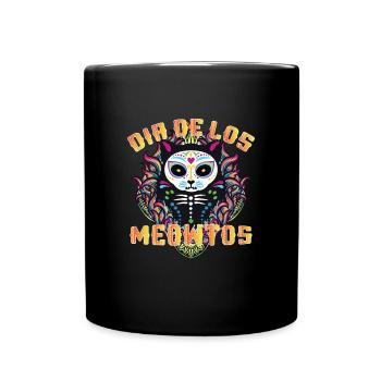 Dia de Los Meowtos Cat Mexico - Full Colour Mug - black - Front