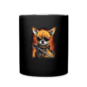 Chihuahua | Aloha Ukulele Hawaii Gitarre Lustiger - Tasse einfarbig - Schwarz - Vorne