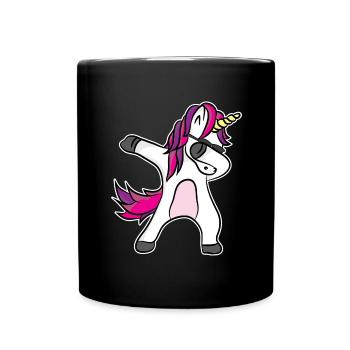 Einhorn Dabbing - Fantastisch Lustiges Design - Tasse einfarbig - Schwarz - Vorne