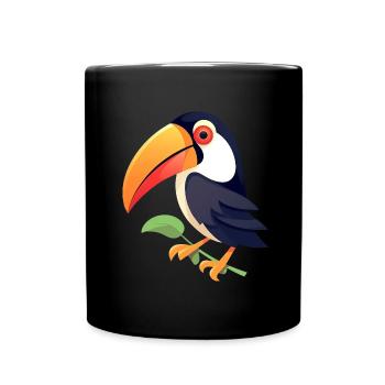 Minimalistischer Tukan mit roten Augen - Tasse einfarbig - Schwarz - Vorne