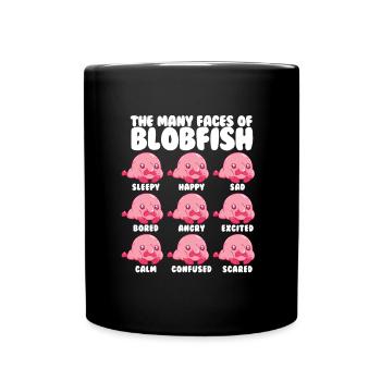 Die vielen Gesichter von Blobfish Love Blobfish lu - Tasse einfarbig - Schwarz - Vorne